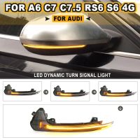 สัญญาณไฟเลี้ยว LED แบบไดนามิกสำหรับรถ Audi A6 C7 C7.5 S6 RS6 4G 2ชิ้นกระจกมองหลังปีกข้างรถยนต์ตัวบ่งชี้ไฟกระพริบ2012-2018