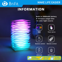 【สไตล์ใหม่】Brifit โคมไฟตั้งโต๊ะข้างเตียงไฟกลางคืน, ไฟ RGB หลากสีสัน, แบตเตอรี่ 2000mAh แบบชาร์จไฟได้, แสงรอบห้องนอน, พร้อมความสว่างที่ปรับได้, เปลี่ยนสีได้, สำหรับบ้าน, ห้องนอน, สำนักงาน