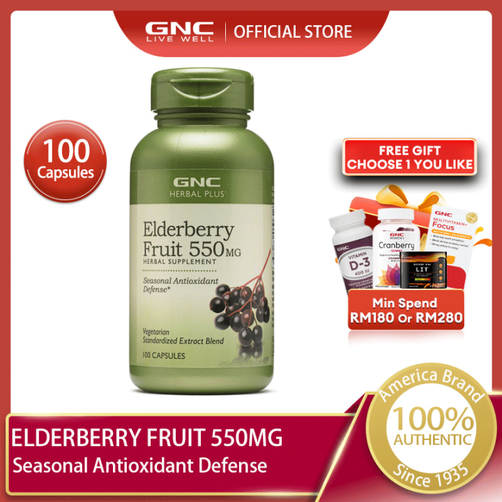 GNC Herbal Plus® Elderberry Fruit 550 mg 100 Capsules Provides