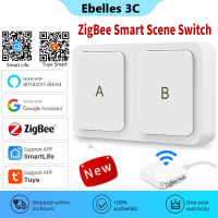 Tuya Smart Home ZigBee สวิตช์ฉากอัจฉริยะสวิตช์ผนังไร้สาย Push ปุ่ม Controller ทำงานร่วมกับ Gateway Alexa Smart Life