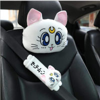 New Arrival Cartoon Cute Headrest Plush Luna Cat Head Car Lumbar Support Pillow Creative Car Neck Pillow Decorations