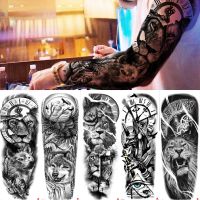 Full Arm Temporary Tattoo Sleeve Men Women Realistic Fake Tattoo Warrior Lion Tiger Flower Tattoo Sticker Skull Totem Tattoo Stickers