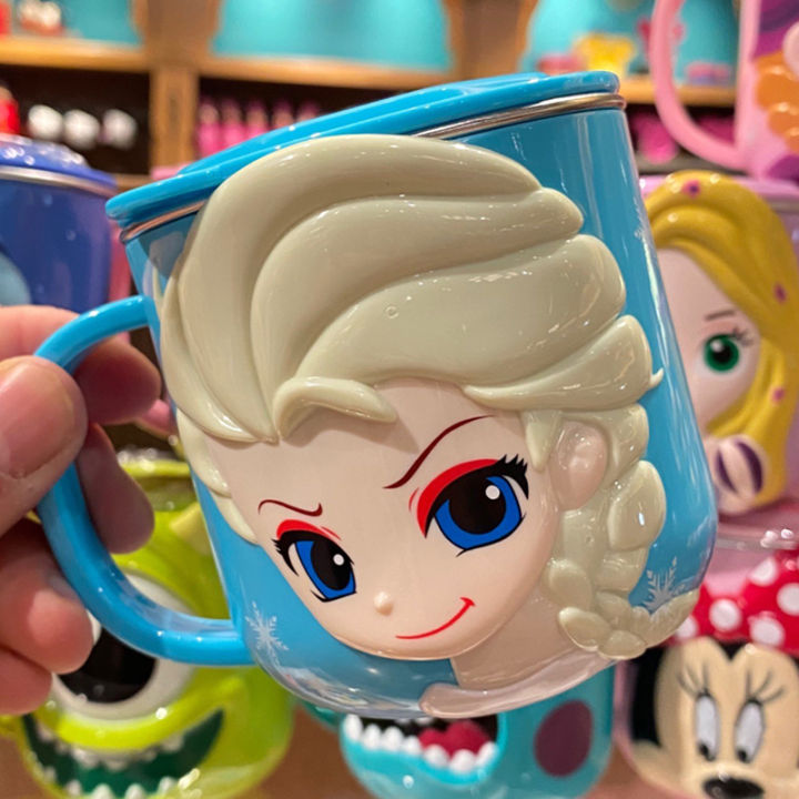 disneyถ้วยน้ำสำหรับเด็กเหล็กกล้าไร้สนิมสำหรับบ้านถ้วยมีฝาkids-frozen-car-olaf-mug