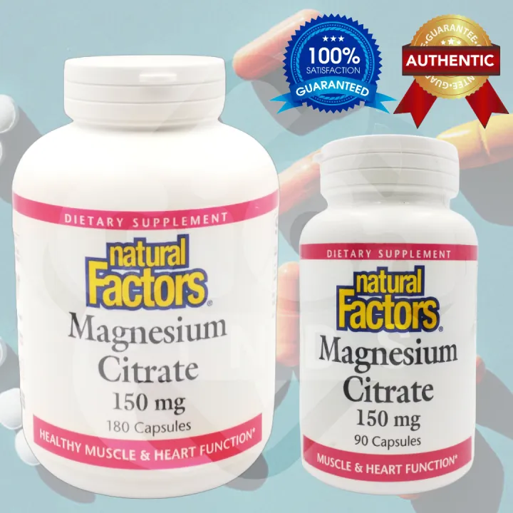 Natural Factors Magnesium Citrate 150 mg 90 Capsules or 180 Capsules ...