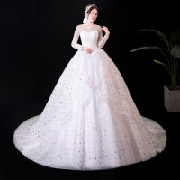 Wedding Dresses for Women Bridal Lace Up Long Sleeve Wedding Dress Train Vestidos De Novia Plus Size Ball Gowns Tailing