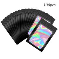 100pcs Resealable Smell Proof Bags Holographic Laser Bags Ziplock Packaging Bags Pouch For Jewelry Candy Gift Small Business