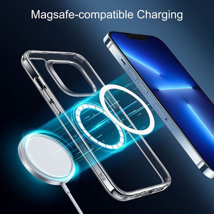 สินค้าใหม่ในสต็อก-magsafe-แม่เหล็กไร้สายชาร์จกรณีสำหรับ-iphone-12-11-13-14-pro-max-มินิดอกเชอร์รี่ดอกไม้ตัวอักษรฝาครอบโปร่งใส