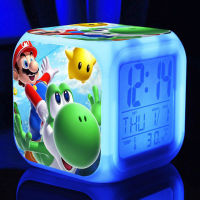 ผลิตภัณฑ์นาฬิกาปลุกเด็กไฟ Led เปลี่ยนสีได้ Super Mario Bros Clock ของเล่นเด็ก Wekker Reveil