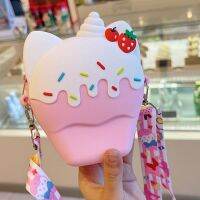 Kawaii Pop Ice Cream Silicone Messenger Bag Bag for Kids 2023 New Fashion Girl Style Bag Lady Satchel Christmas Party Gifts