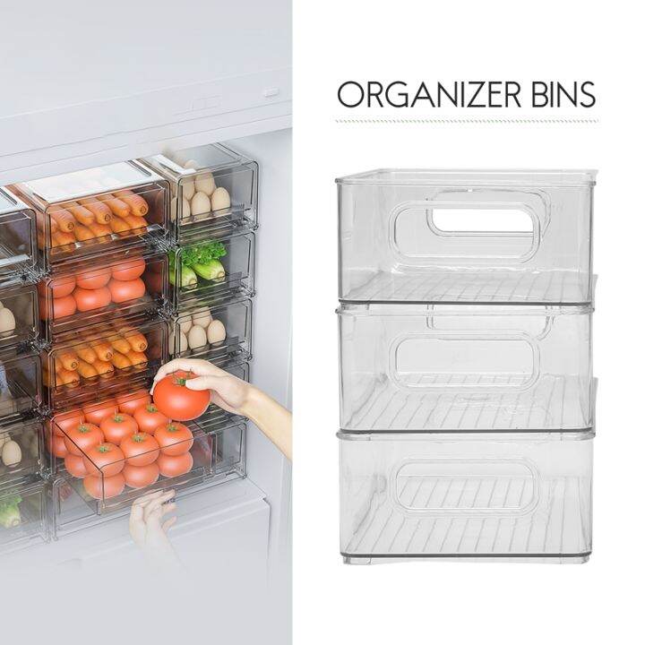 6pcs-refrigerator-organizer-bins-stackable-fridge-organizers-with-cutout-handles-clear-plastic-pantry-food-storage-rack