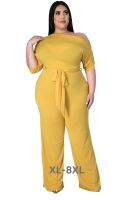 【hot】☾  Size Jumpsuit Shoulder Piece Outfit Wide Leg Pants Female 3xl 4xl 5xl 6xl