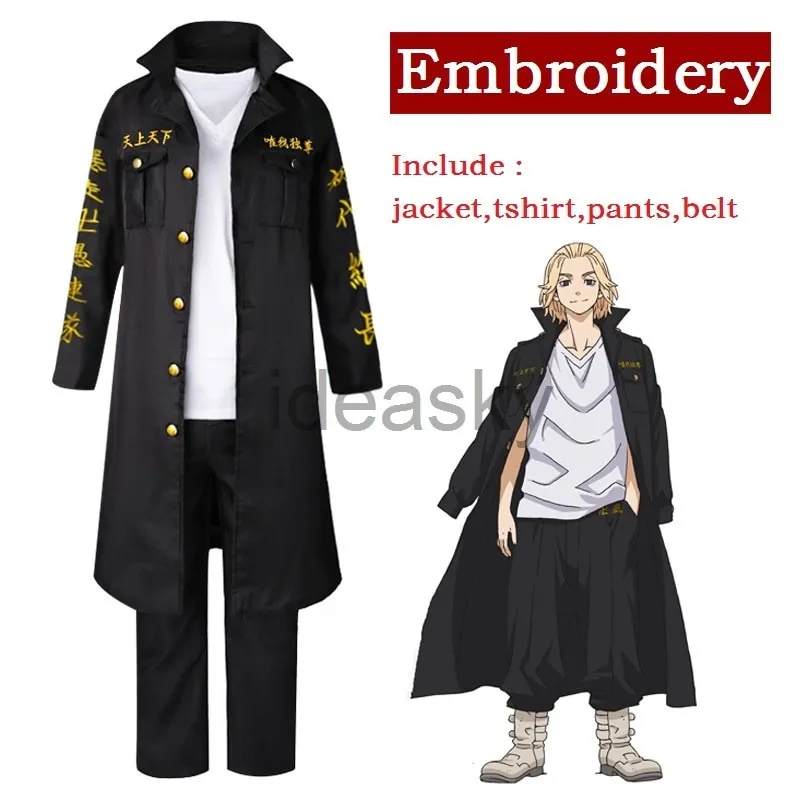 Anime Tokyo Revengers Sano Manjiro Cosplay Costume Unisex Tokyo Manji Gang  Mikey Jacket Cloak Pants Halloween