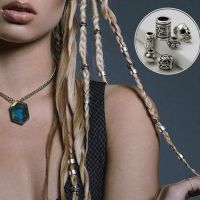 [HOT] 5 Pcs Retro Silver Metal Hair Braid Dread Dreadlock Beard Beads Rings Tube Appro 6mm Inner Hole Jewelry 40 Style