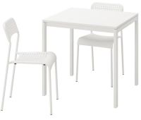 MELLTORP/ADDE Table and 2 chairs, white, white, 75x75 cm (เมลทอร์ป/อ็อดเด ชุดโต๊ะและเก้าอี้ 2 ตัว, ขาว/ขาว, 75x75 ซม.)