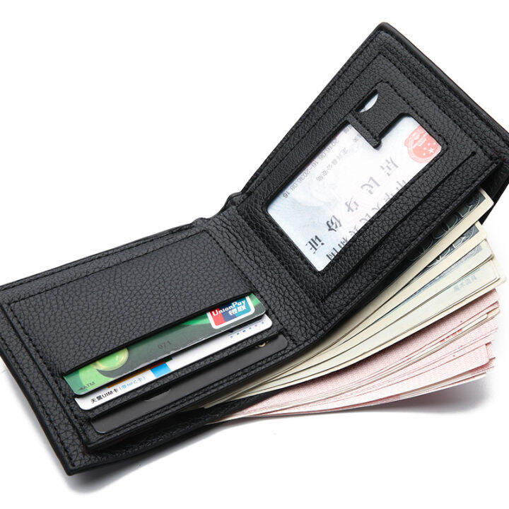 men-wallet-purseสไตล์สั้นความจุขนาดใหญ่มัลติฟังก์ชั่ธุรกิจแฟชั่นคลิปเงินหัวเข็มขัดแม่เหล็กจระเข้