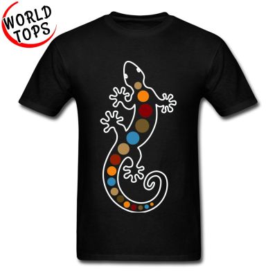 Gecko In Australia Geometric Print T Shirt For Men Funny Street Shirt Gekkonidae Reptilian Animal 100% Cotton Gildan