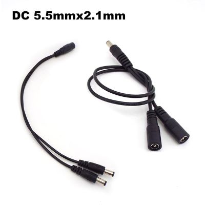 DC 1 Male to 2 Female 2 Male 2 Way Power Adapter Cable 5.5mmx2.1mm Splitter Connector Plug Extension for CCTV LED Strip Light  Wires Leads Adapters