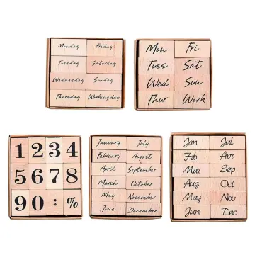 Vintage Week Month Digital Journal Stamps DIY Wooden Rubber Stamps Set for  Scrapbooking Stationery Scrapbooking Standard