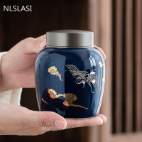High-end Blue Ceramics Tea Jar Travel Portable Tea Boxes Tieguanyin Sealed Storage Tank Coffee Dried Fruit Powder Canister