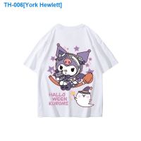 ❈∈ York Hewlett Kuromi koro m cartoon sweet cool wind behind the short sleeve T-shirt printing 100 cotton without gender half-length sleeves