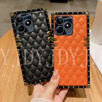 YJD เคสสำหรับ Realme C53 C55ลายสี่เหลี่ยมขนมเปียกปูนขอบตรงกันกระแทกเคสโทรศัพท์