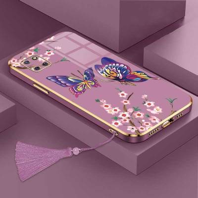 เคสซัมซุงโน้ต10 Lite ซัมซุง A81ซัมซุง M60S ซัมซุง A91ผีเสื้อสวยงามหรูหราพร้อมเคสป้องกันกล้องดอกไม้เคสโทรศัพท์ขอบชุบซิลิโคนนิ่มพร้อมฟรีสายคล้อง