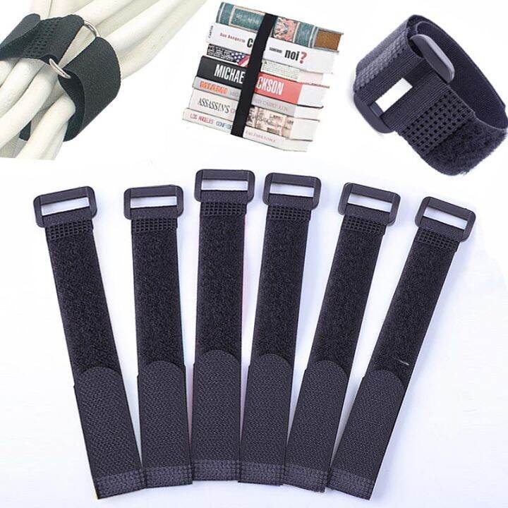 5pcs-nylon-reverse-buckle-magic-hook-loop-fastener-tape-cable-ties-strap-sticky-line-finishing-straps-black-2cm-width-adhesives-tape