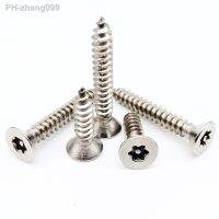 10X M2.9 M3.5 M4 M5 304 A2 Stainless Steel Pin Six Lobe Torx Flat Countersunk Head Tamper Proof Security Self Tapping Wood Screw