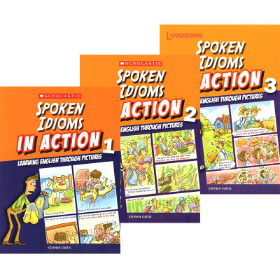 Colloquial proverb learning music produced by academic in action spoke idioms easy learning English inside and outside the picture 3 comic books Illustrated English original