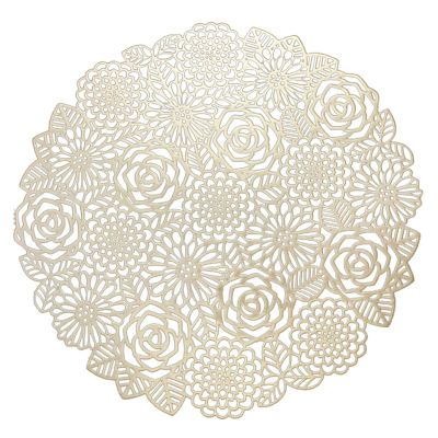 Placemats Set of 6 for Dining Table Metallic Mats Hollow Out Blooming Rose Place Mats for Banquet Wedding Accent