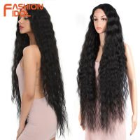 FASHION IDOL 42" Loose Wave Fake Hair Synthetic Wigs For Black Women Ombre Blonde Water Wavy Long Curly Hair Lace Wig Cosplay