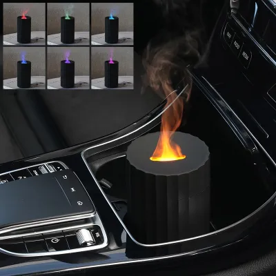 Car Diffuser Humidifier Auto Air Purifier Air Freshener with Flame LED Light For Car Aroma Aromatherapy Diffuser New