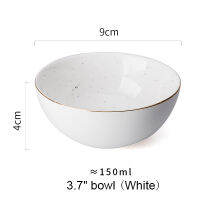 3 Colors European Style Gold Rim Spot Ceramic Bowl Rice Soup Bowl Mixing Bowl