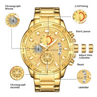 WWOOR 2021 Fashion Mens Watches Top Brand Luxury Gold Full Steel Quartz Watch Men Waterproof Sport Chronograph Relogio Masculino