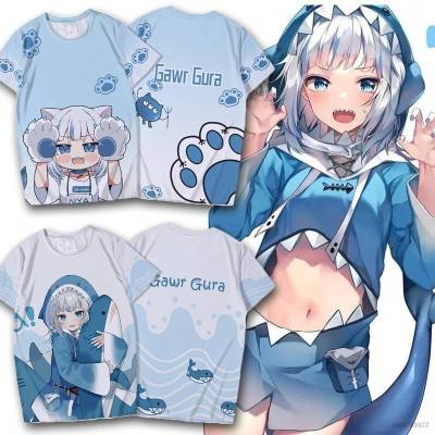 HZ Hololive Vtuber Gawr Gura T-shirt Anime Short Sleeve Top Casual Loose Fashion Tee Shirt Plus Size ZH