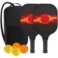 Pickleball Paddles น้ำหนักเบาไฟเบอร์กลาสพื้นผิว Pickleball ชุด2พร้อม4 Pickleballs แบบพกพากระเป๋าแร็กเก็ตสำหรับผู้เริ่มต้น