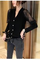 Lace Long-Sleeved Top Womens Collar Sweater Cardigan Coat