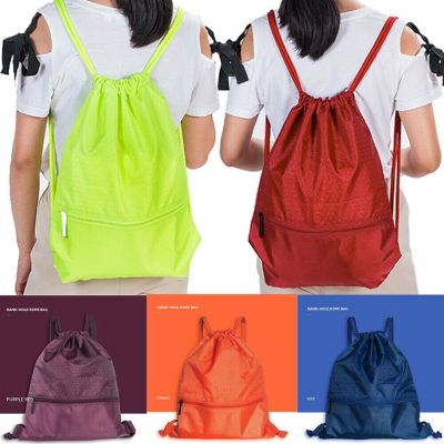 ‘；’ Nylon Waterproof Bag Drawstring Backpack Gym Swim School Sport Shoe Dance Bag