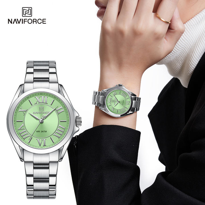 naviforce-ผู้หญิงแฟชั่นที่เรียบง่ายนาฬิกากันน้ำเลดี้-wathches-สร้อยข้อมือเหล็กควอตซ์ที่มีเสน่ห์นาฬิกาข้อมือหญิง-regimer