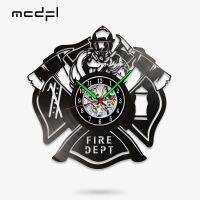 Hot sell MCDFL Fire Department Vinyl Record Wall Clock Modern Watch Geek Mural Kitchen Decoration Industrial Stickers Rustic Home Decor