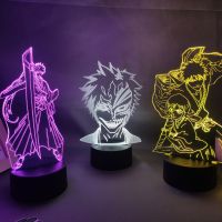 Kurosaki Ichigo Manga Lamp Led Neon Effect Night Light Room Decoration aesthetic bedroom decor Bleach Anime Figure Rukia Kuchiki Night Lights