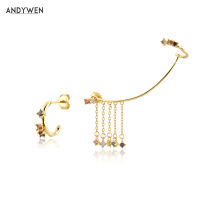 ANDYWEN 925 Sterling Silver Summer Long Bar PEGASUS GOLD EARRING Circle Hoops Earring Long Women Rock Puck Luxury Jewelry