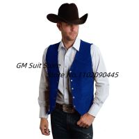 Vintage Suede Leather Vest Men Cowboy Style Sleeveless Jacket Chalecos Slim Fit WaistcoatsTH