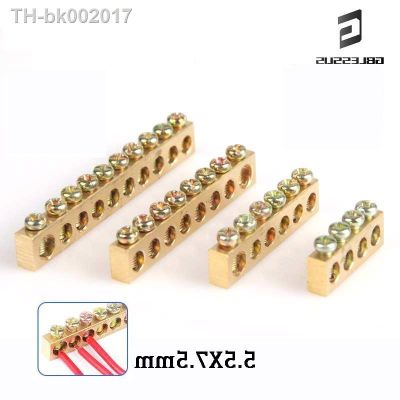 ☎ 1Pcs Wire Connector Copper 3/4/5/6/7/8/10 Hole Junction Box Grounding Brass Connection Row 5.5x7.5mm Electrical Connectors