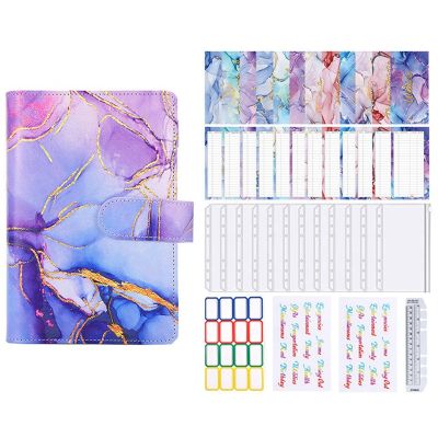 A6 Marble Colorful Money Budget Planner Binder Zipper Envelopes Cash Envelopes for Budgeting Money Organizer