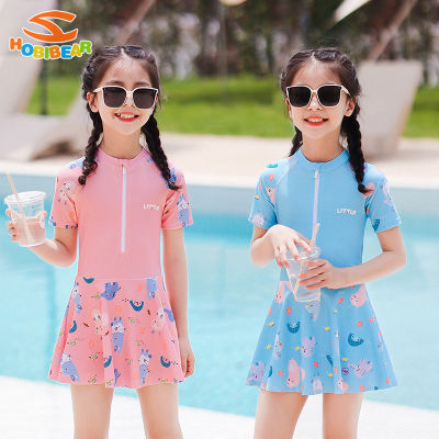 HOBIBEAR Childrens swimsuit Girls new skirt swimsuit swimming trunks Girls one-piece swimsuit