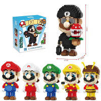 6 models Mario Cartoon buildding blocks Bricks Super Mario Anime Blocks Game Mini Action Figures Heads Toy kids Christmas Gifts