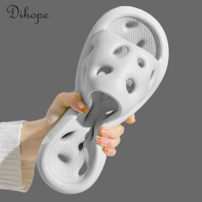 【CC】♟  Men Shower Slippers Hollow Out Slides EVA Shoes Soft Anti-Slip Flip Flops Indoor Outdoor Sandals Couple