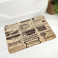 Vintage English Newspaper Door Mat for Bedroom Non-Slip Decor Nostalgia Style Geometric Doormat Kitchen Floor Carpet 40x60cm