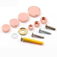 4x Rose gold Pure copper Decorative Nail mirror Fixing Screws Plastic Washers Flat Advertisement nail Fittings Brass Screw Cover Nails  Screws Fastene